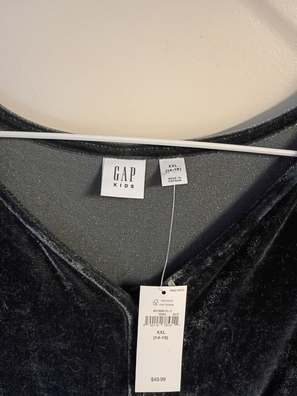 GAP Black Velvet Button-Front Chemise